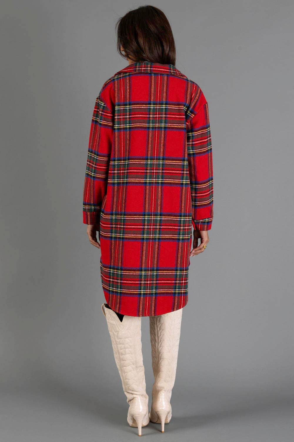 Red, Green, Blue & Yellow Plaid Long Shacket
