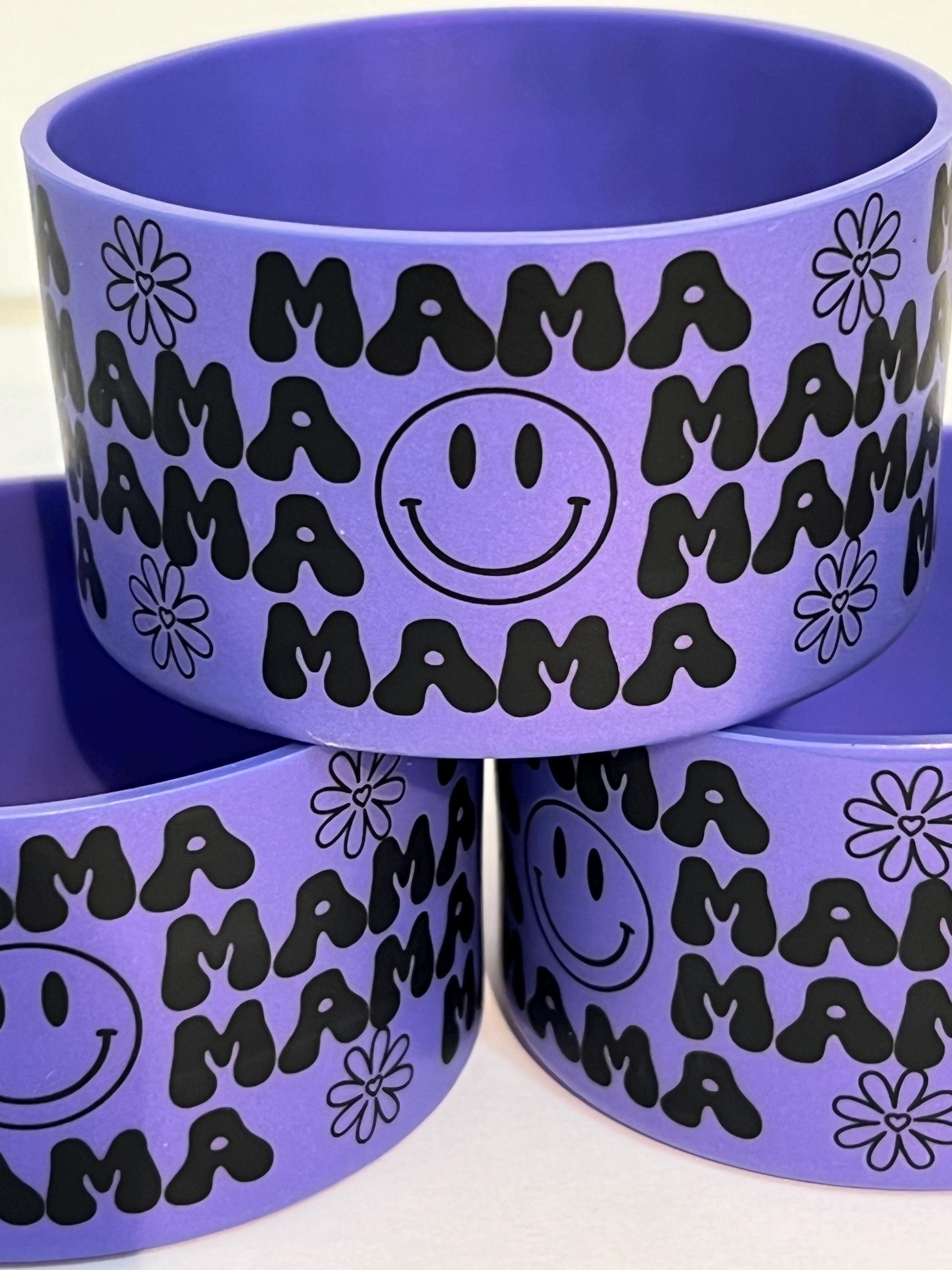 Mama purple shimmer silicone tumbler sleeve