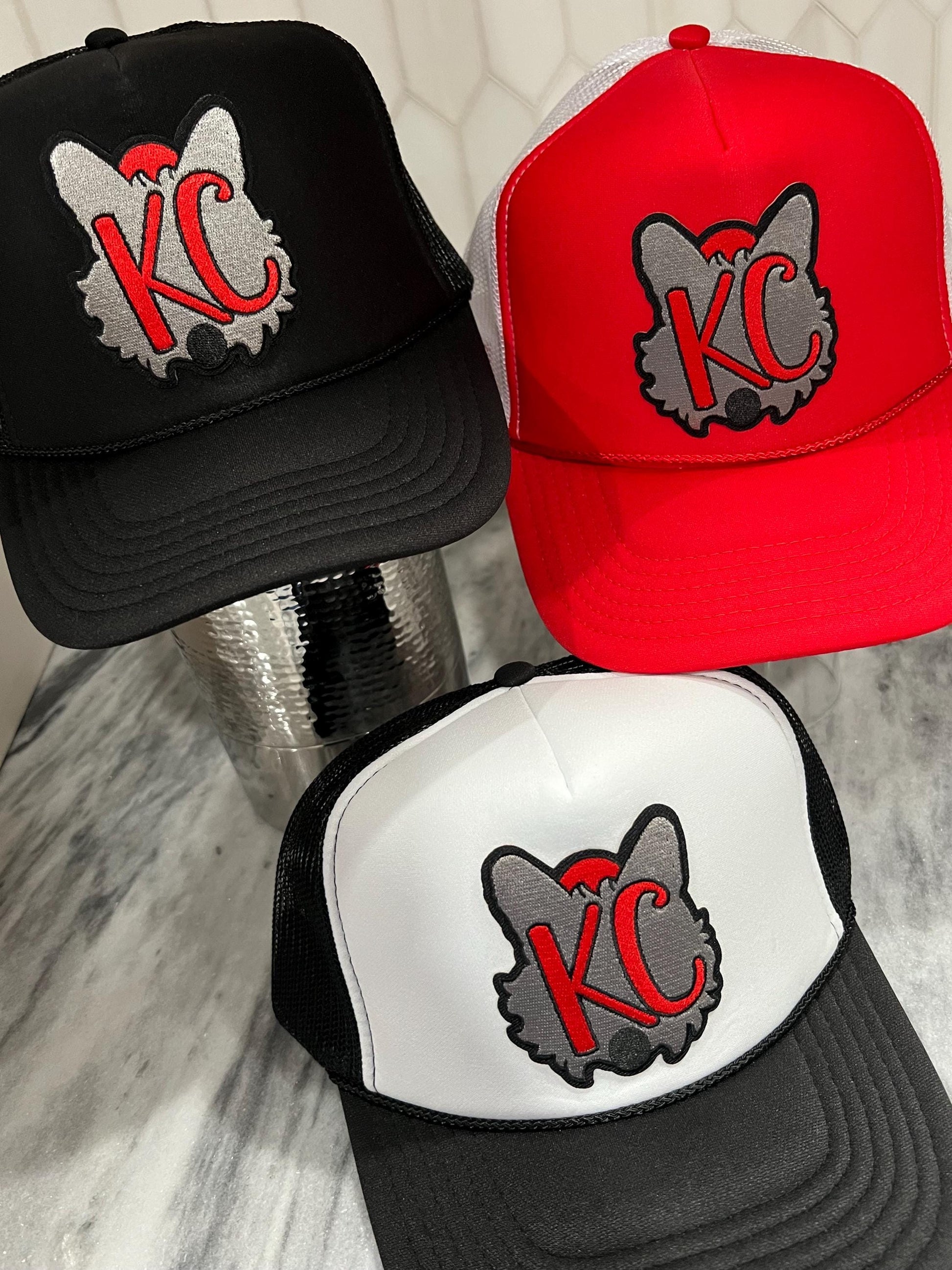 Kansas City Football Wolf Patch Hat, Trucker Hat, Kansas City Patch Hat
