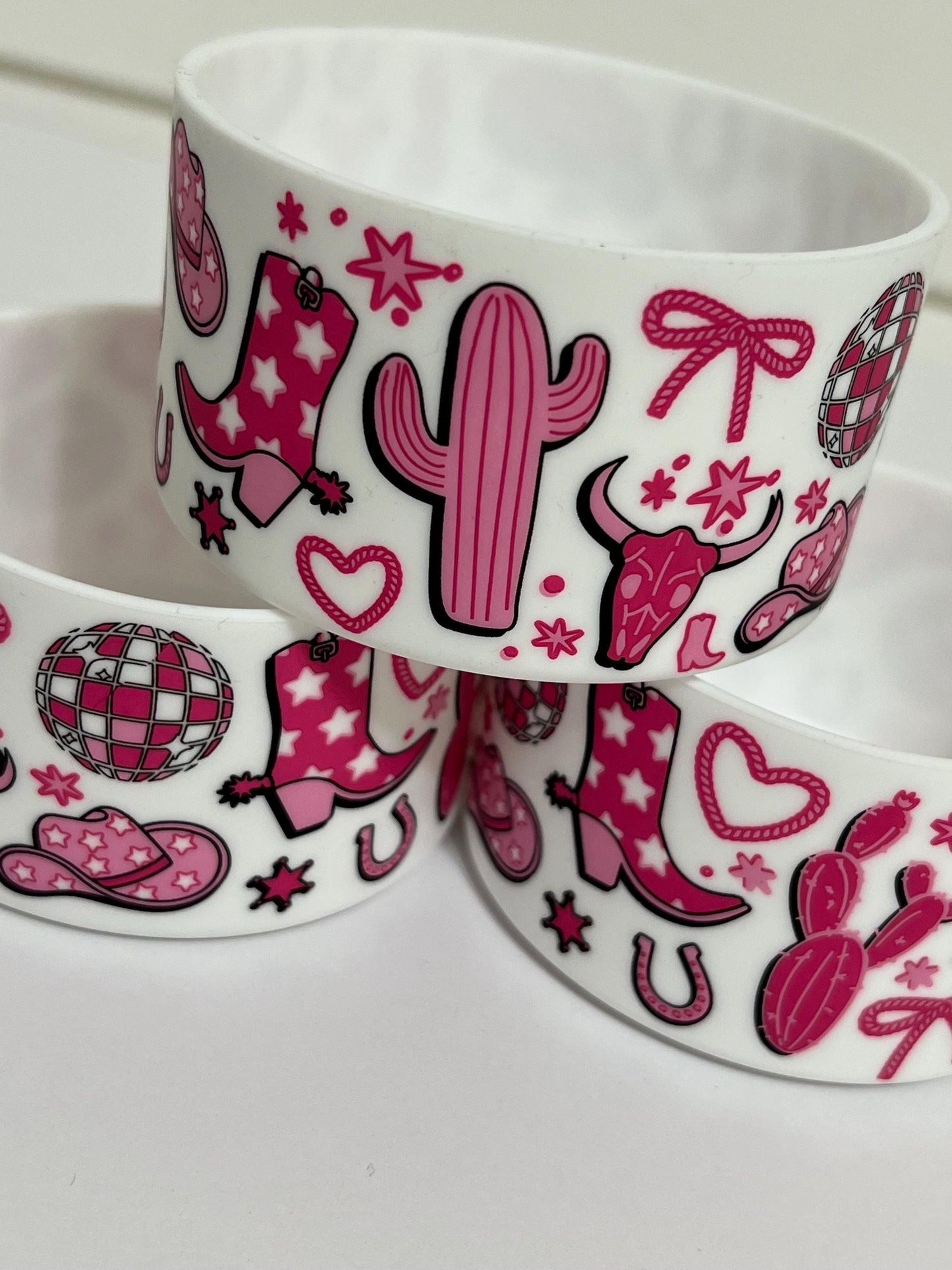 Disco cowgirl silicone tumbler sleeve