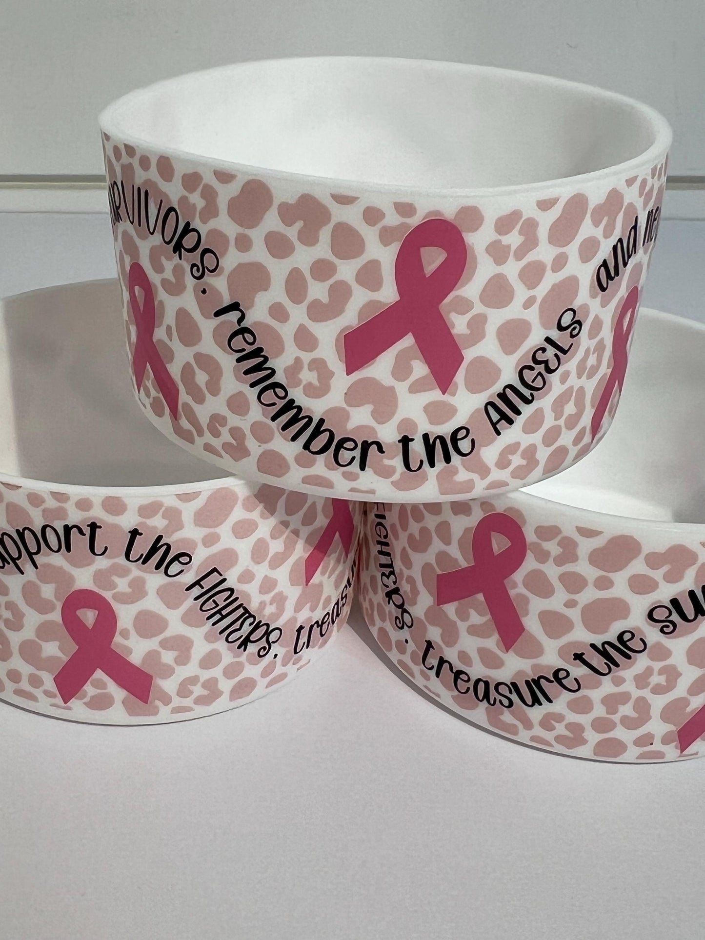 Breast cancer awareness silicone tumbler sleeve