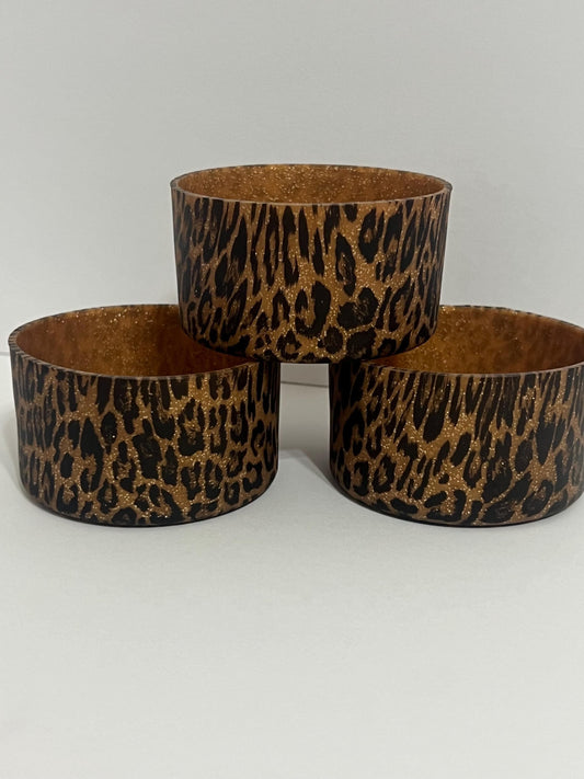 Bronze glitter leopard silicone tumbler sleeve
