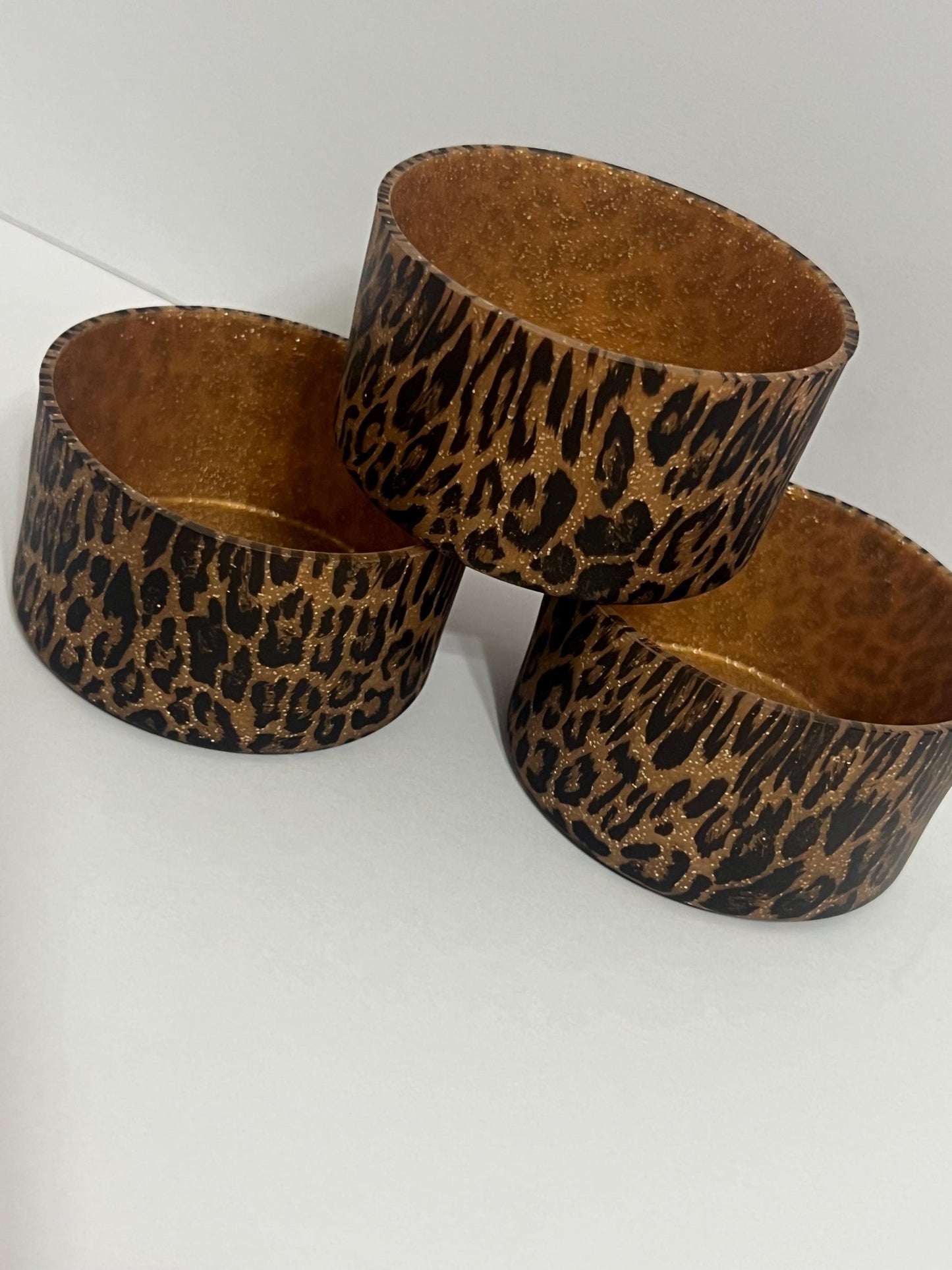 Bronze glitter leopard silicone tumbler sleeve