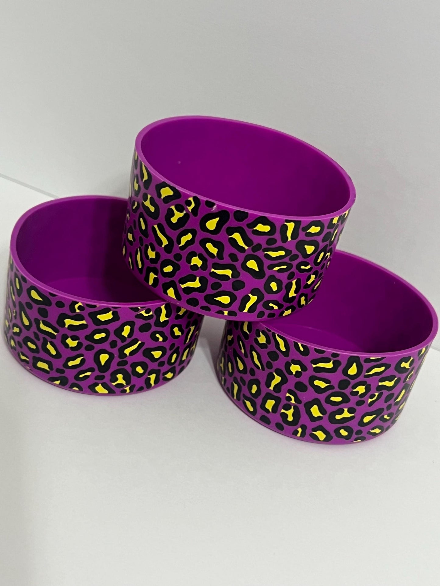 Purple Leopard print silicone tumbler sleeve