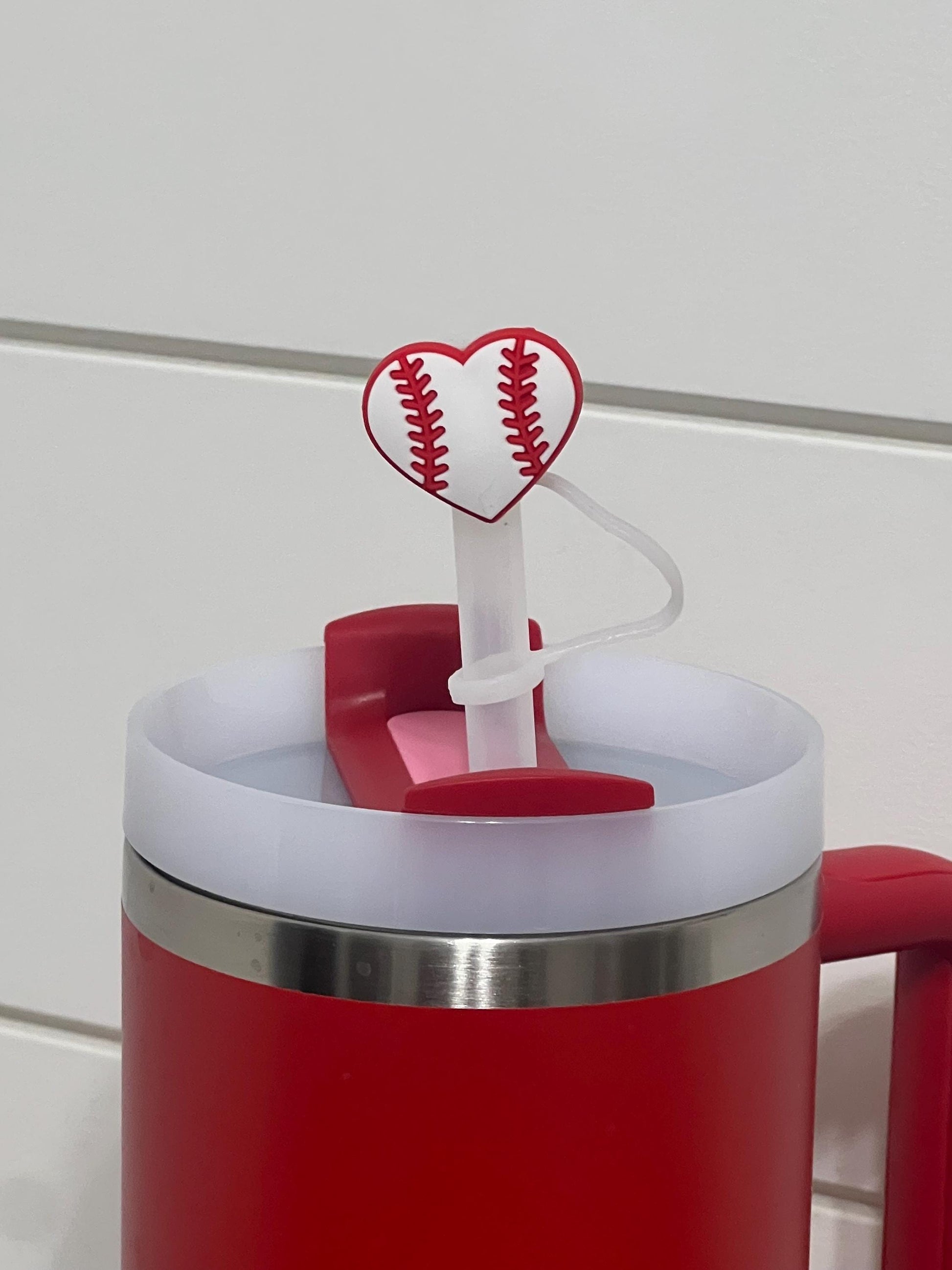 Baseball heart straw topper (10mm)