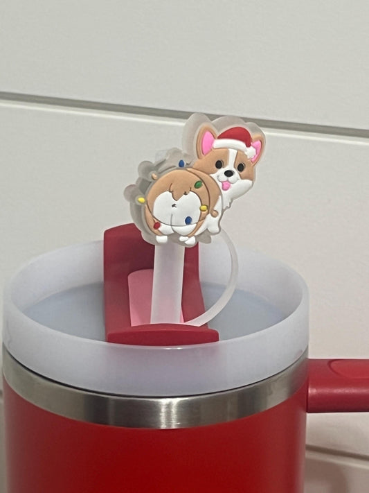 Christmas Corgi LED straw topper (10mm)