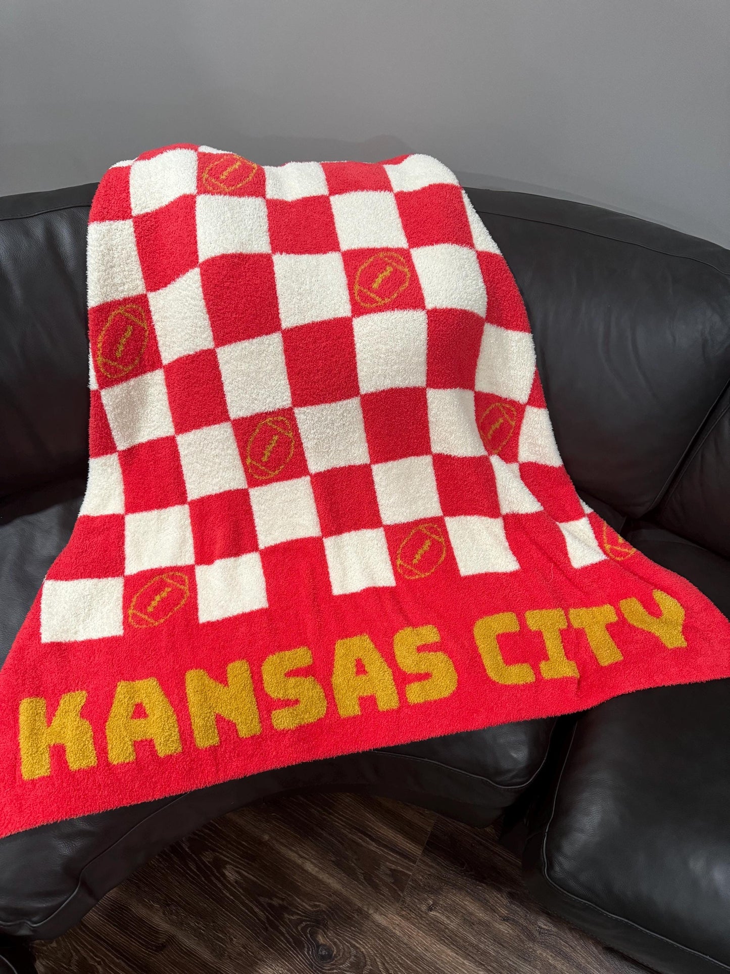 Large Kansas City Football Blanket, 100% Polyester Microfiber Blanket, Soft Sports Blanket, Football Blanket