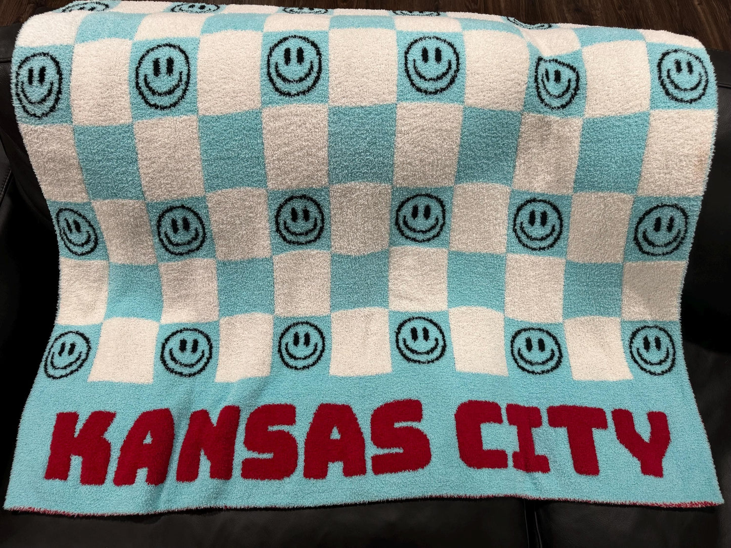 Large Kansas City Soccer Blanket, 100% Polyester Microfiber Blanket, Soft Sports Blanket, Soccer Blanket