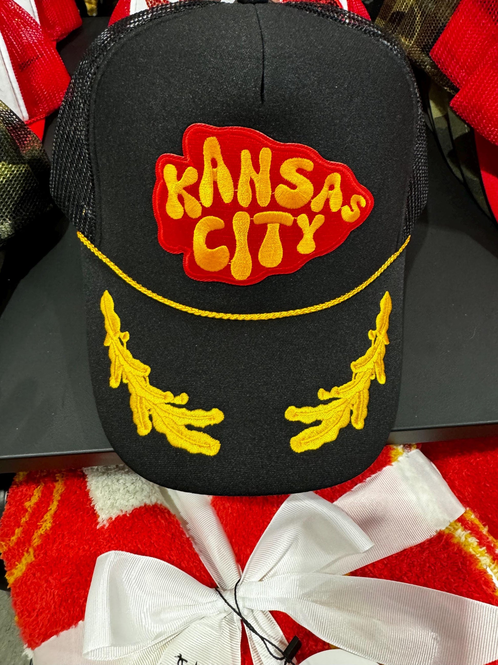 Kansas City Football Patch Hat, Arrowhead Hat Kansas City Hat, Trucker Hat, Kansas City Patch Hat, KC Hat, Chiefs Hat