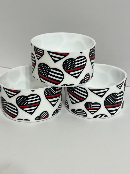 Firefighter Thin red line silicone tumbler sleeve