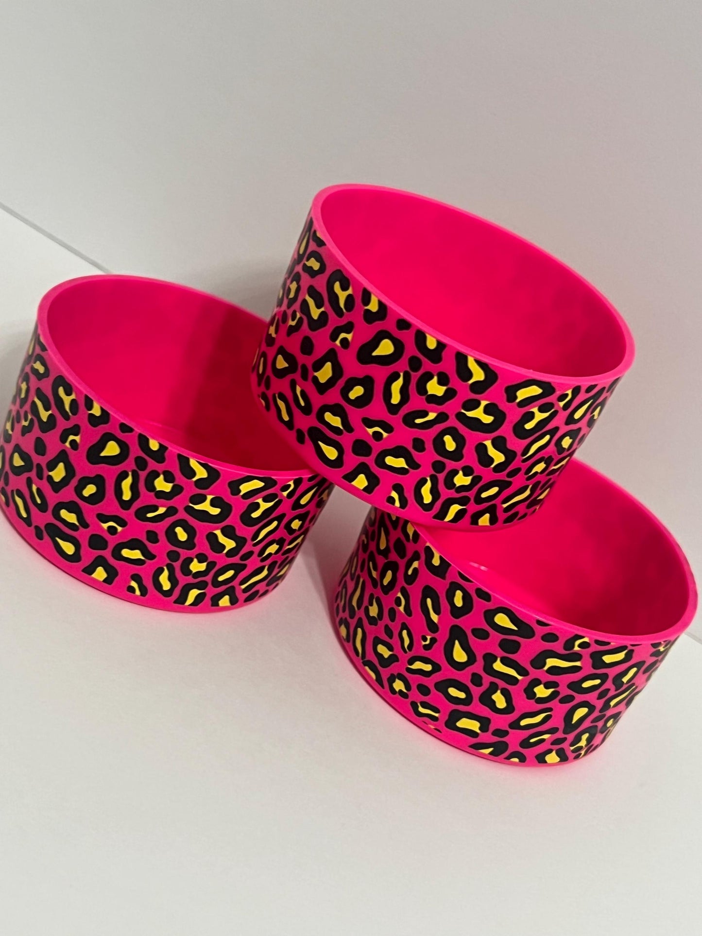 Pink Leopard print silicone tumbler sleeve
