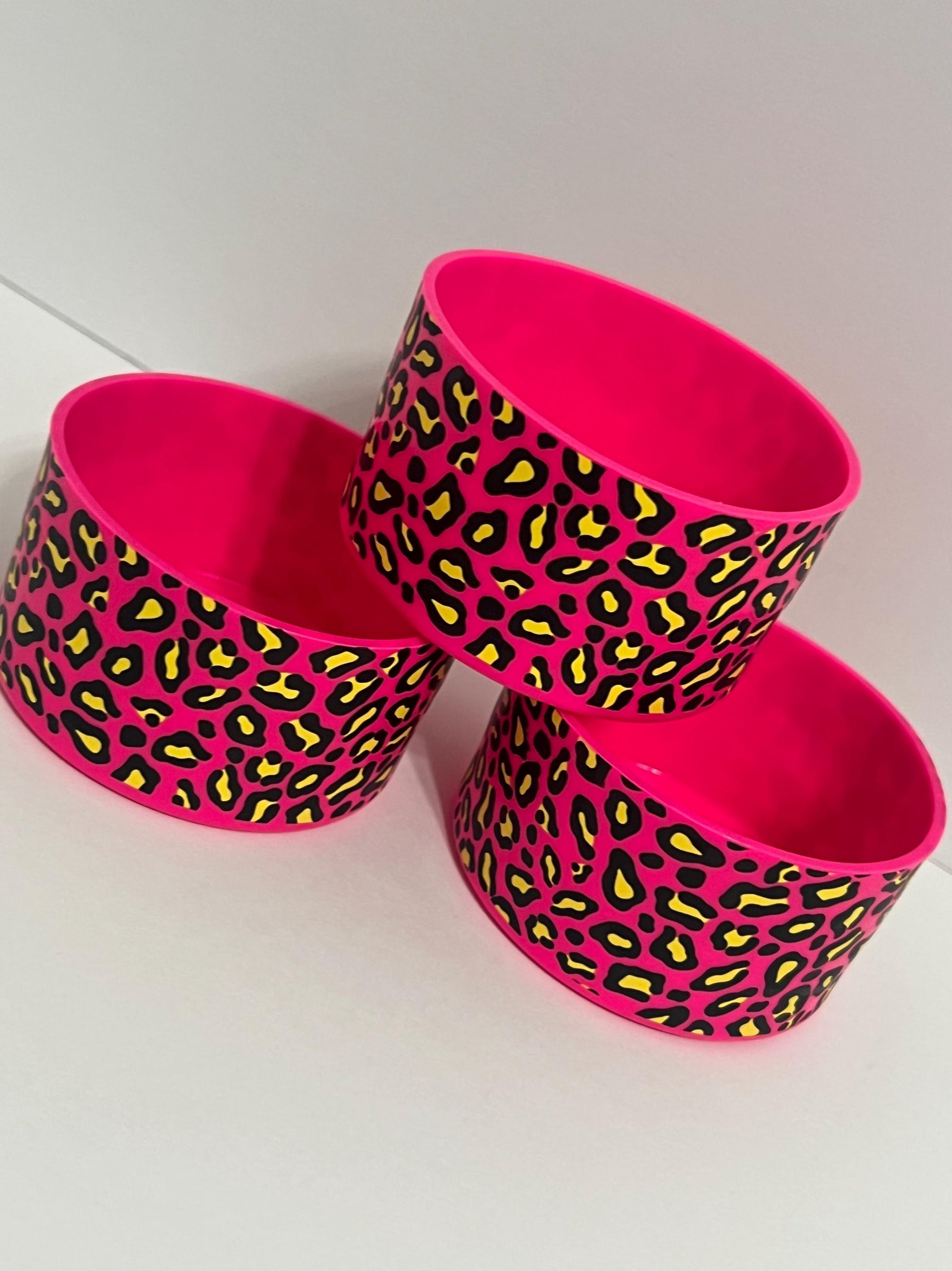 Pink Leopard print silicone tumbler sleeve