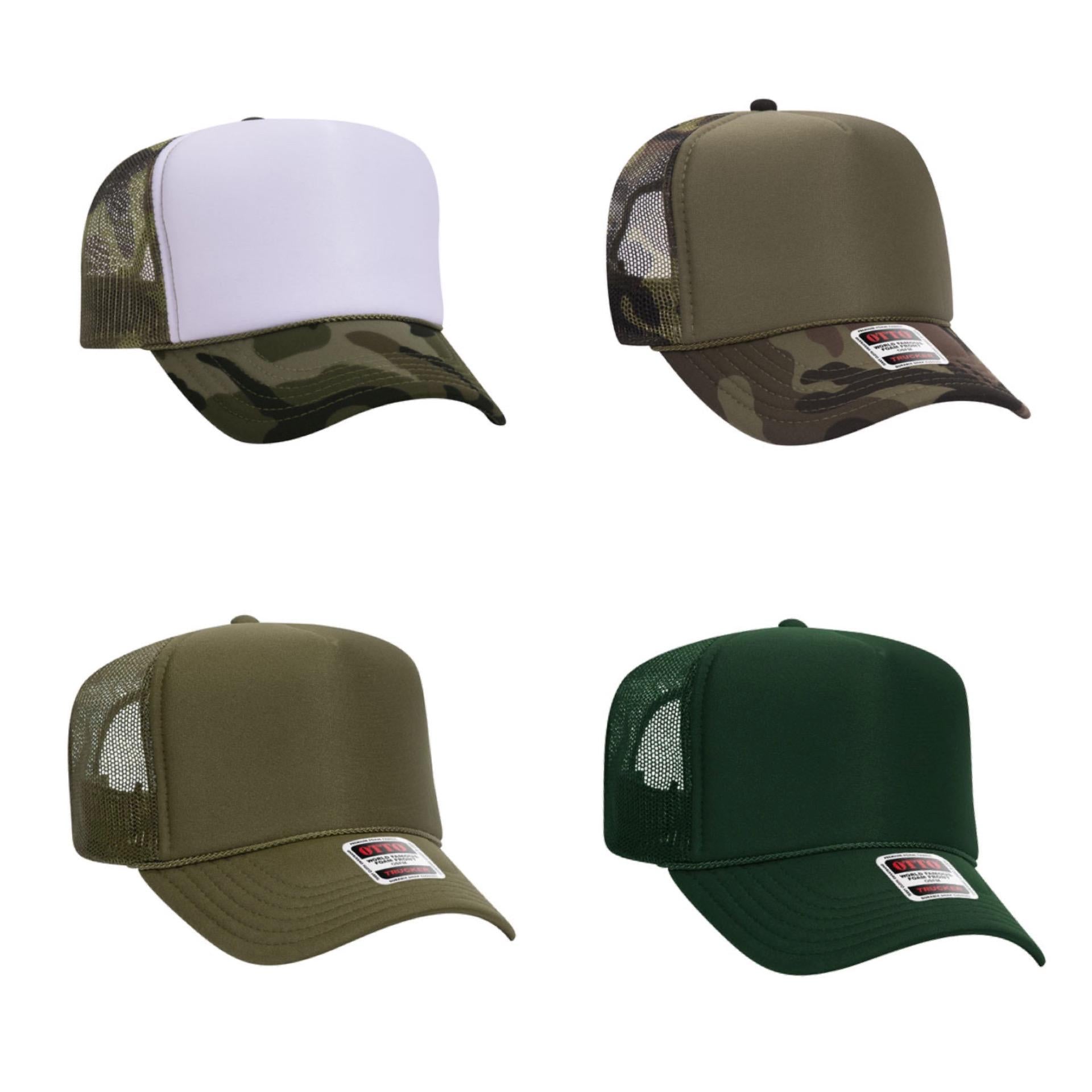 Blank OTTO CAP 5 Panel High Crown Mesh Back Trucker Hat