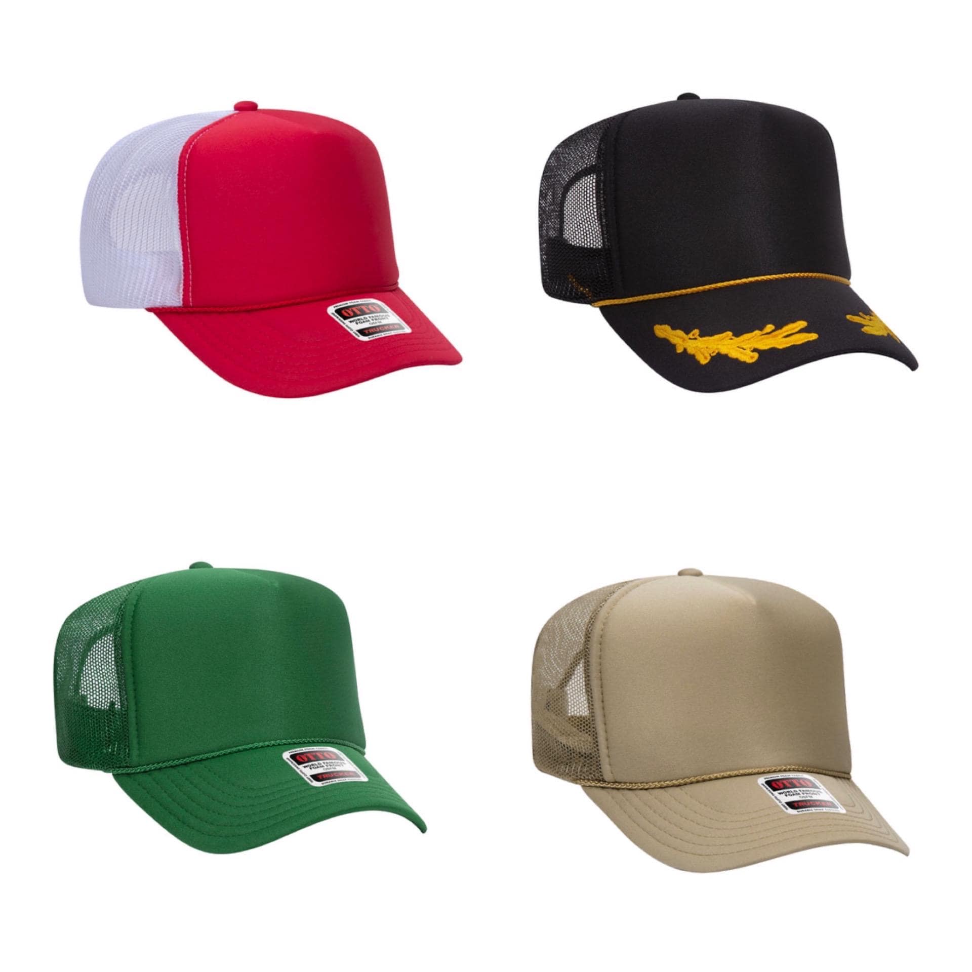 Blank OTTO CAP 5 Panel High Crown Mesh Back Trucker Hat