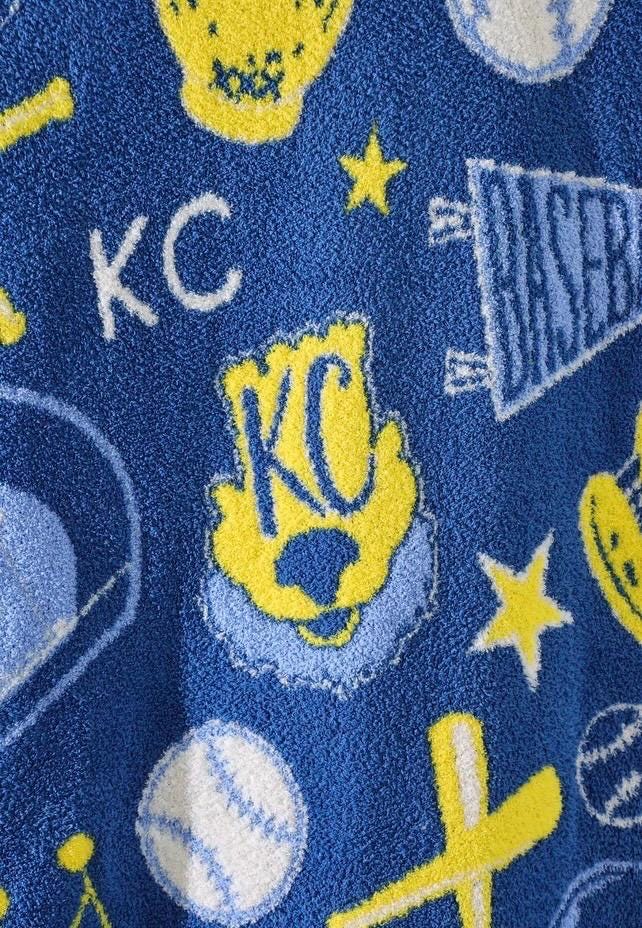 Large Kansas City Baseball Blanket, 100% Polyester Microfiber Blanket, Soft Sports Blanket, Baseball Blanket