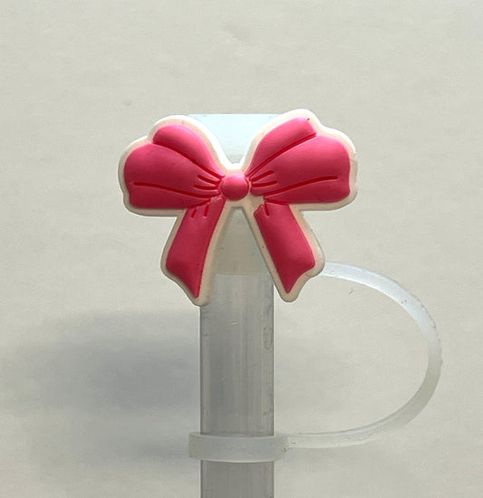 Pink bow straw topper (10mm)