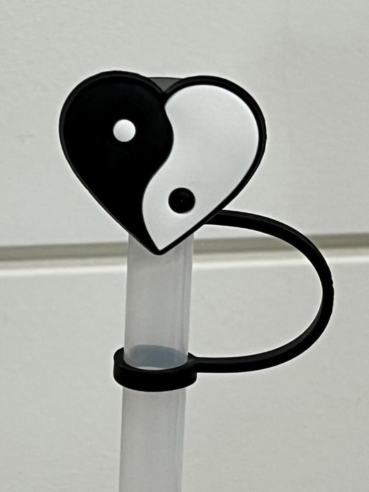 Ying yang heart straw topper (10mm)