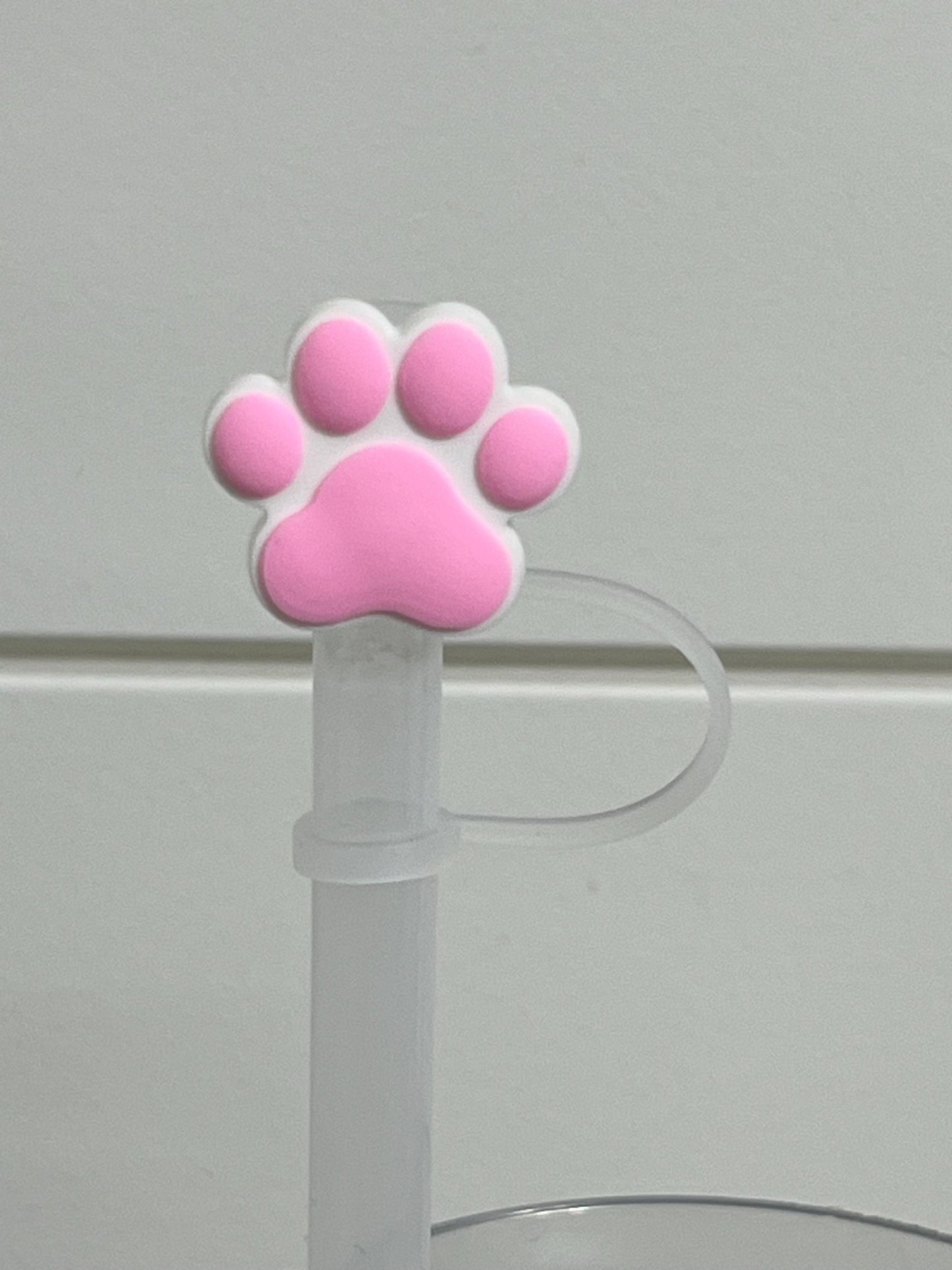 Pink paw print straw topper (10mm)