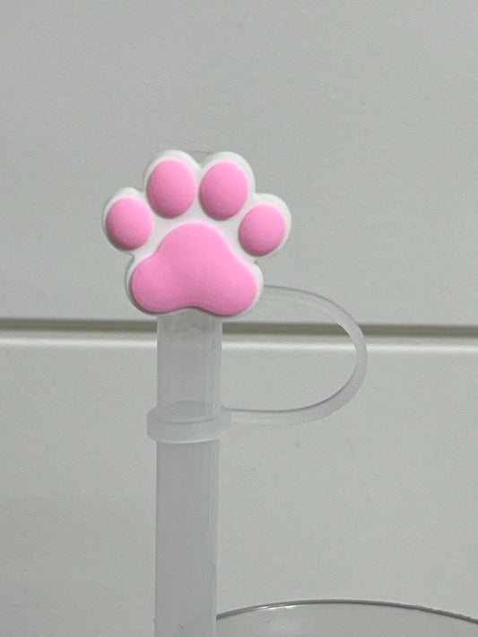 Pink paw print straw topper (10mm)