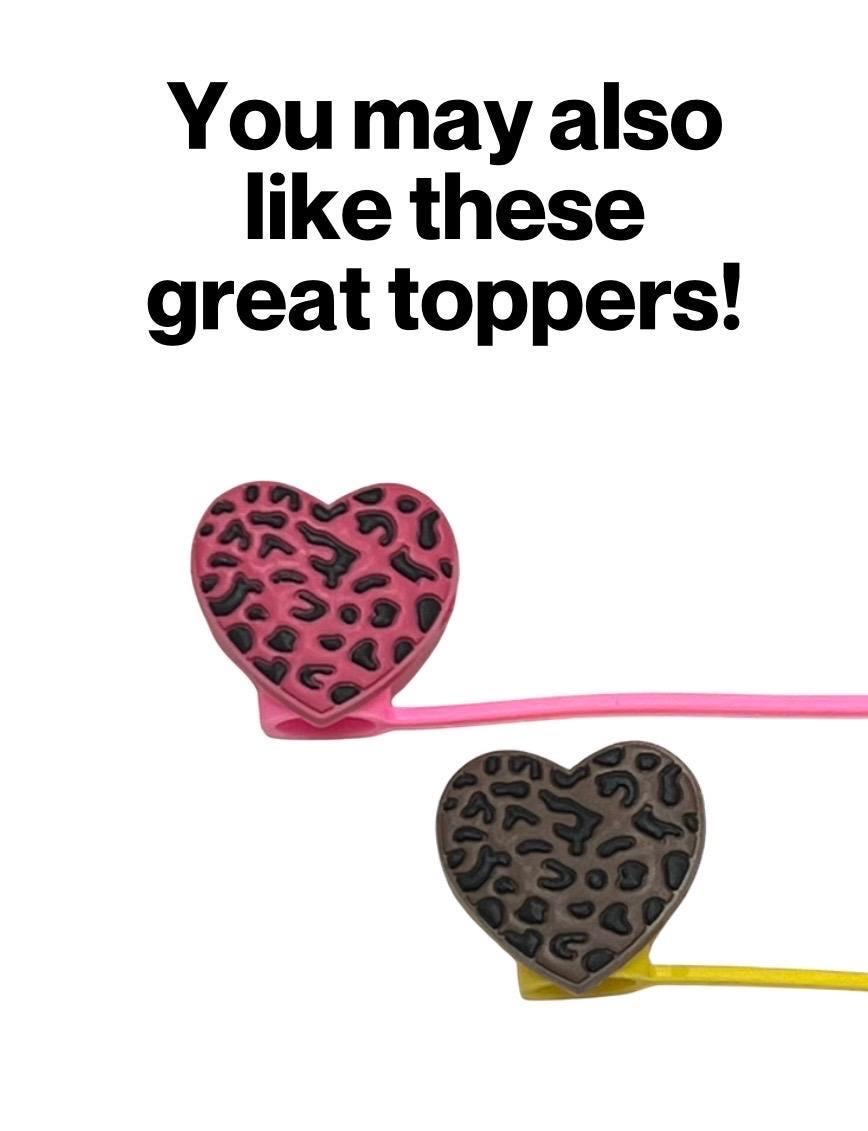 Leopard print heart straw topper (10mm)