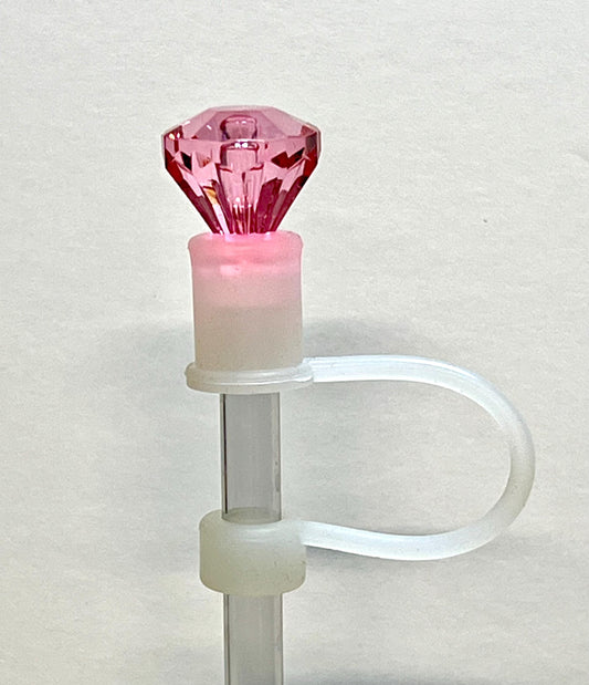 Pink Bling Diamond 3D straw topper (10mm)