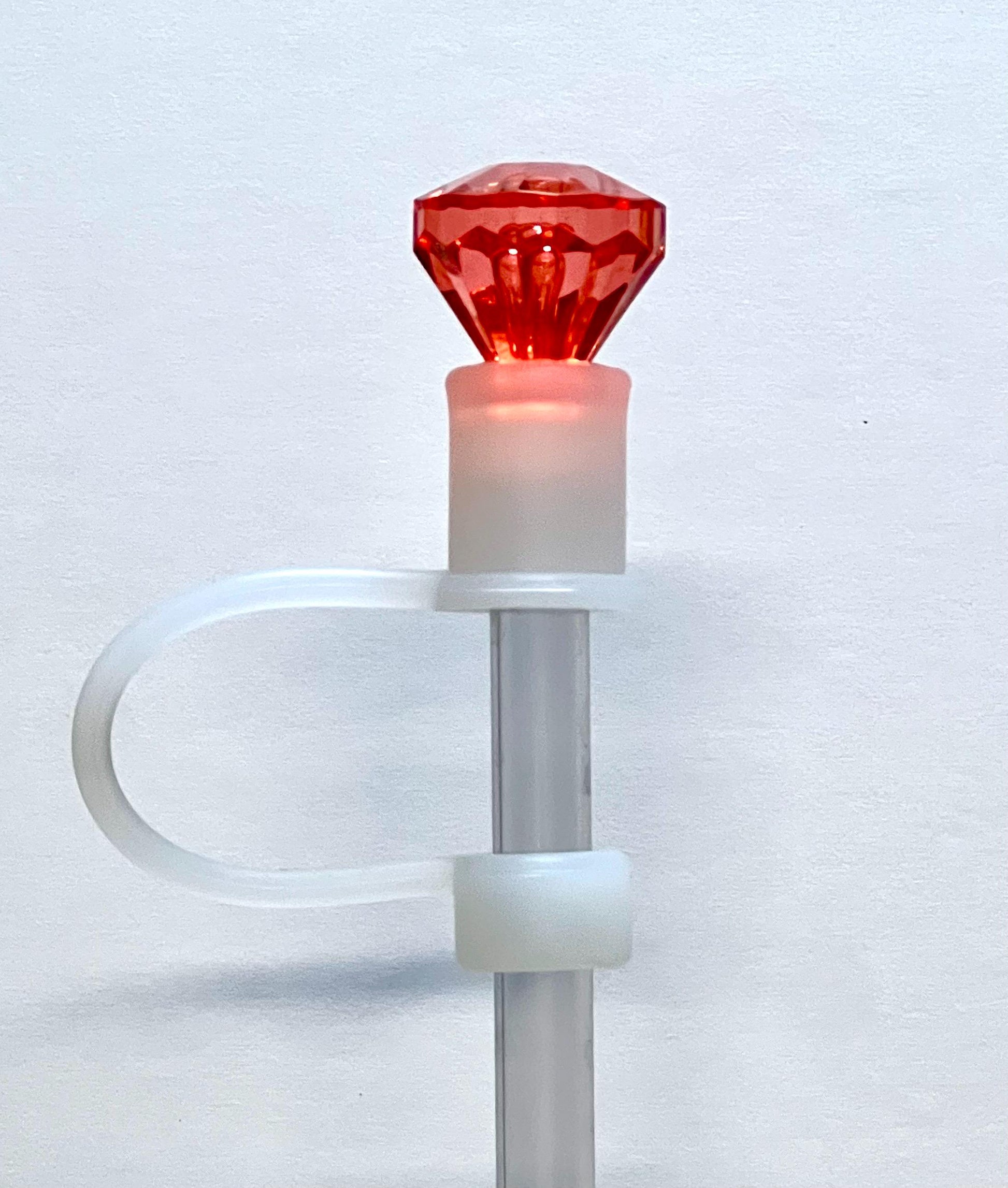 Red Bling Diamond 3D straw topper (10mm)