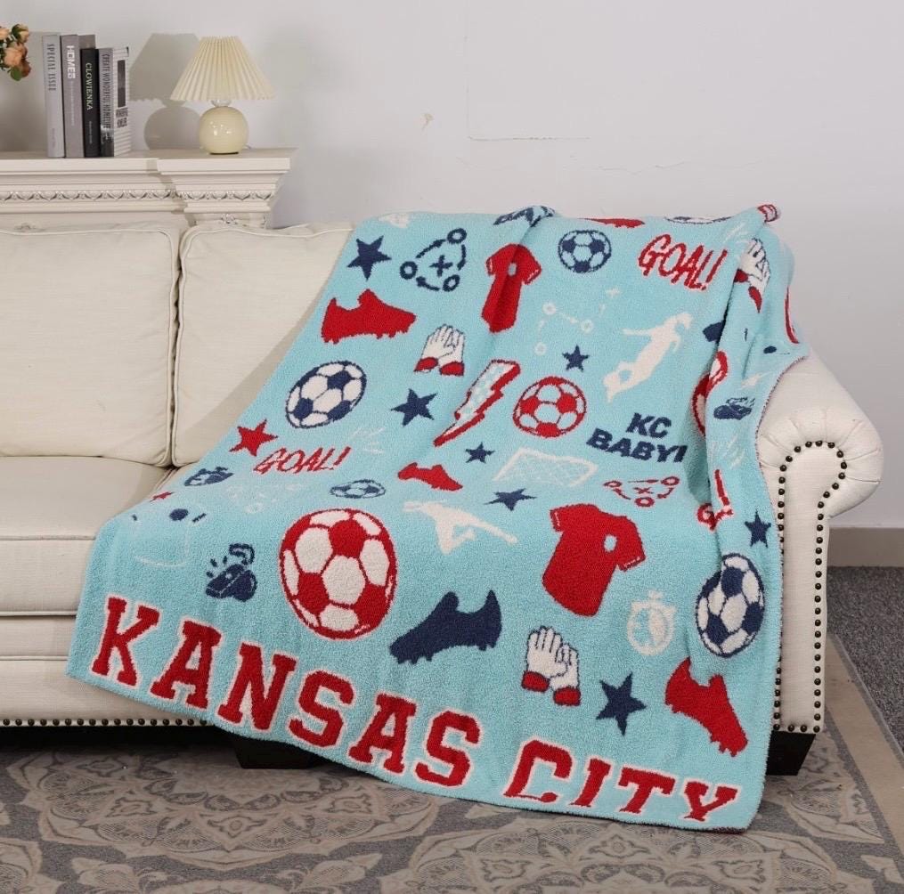 PRE-ORDER!!! New!! Large Kansas City Women’s Soccer Blanket, 100% Polyester Microfiber, Game Day Blanket, KC Game Day Blanket