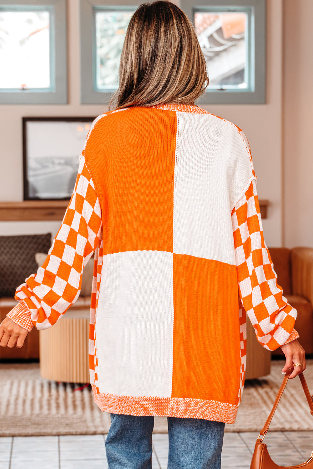 Orange & White Cardigan