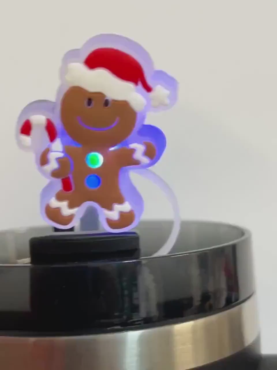 Christmas Gingerbread man LED straw topper (10mm)
