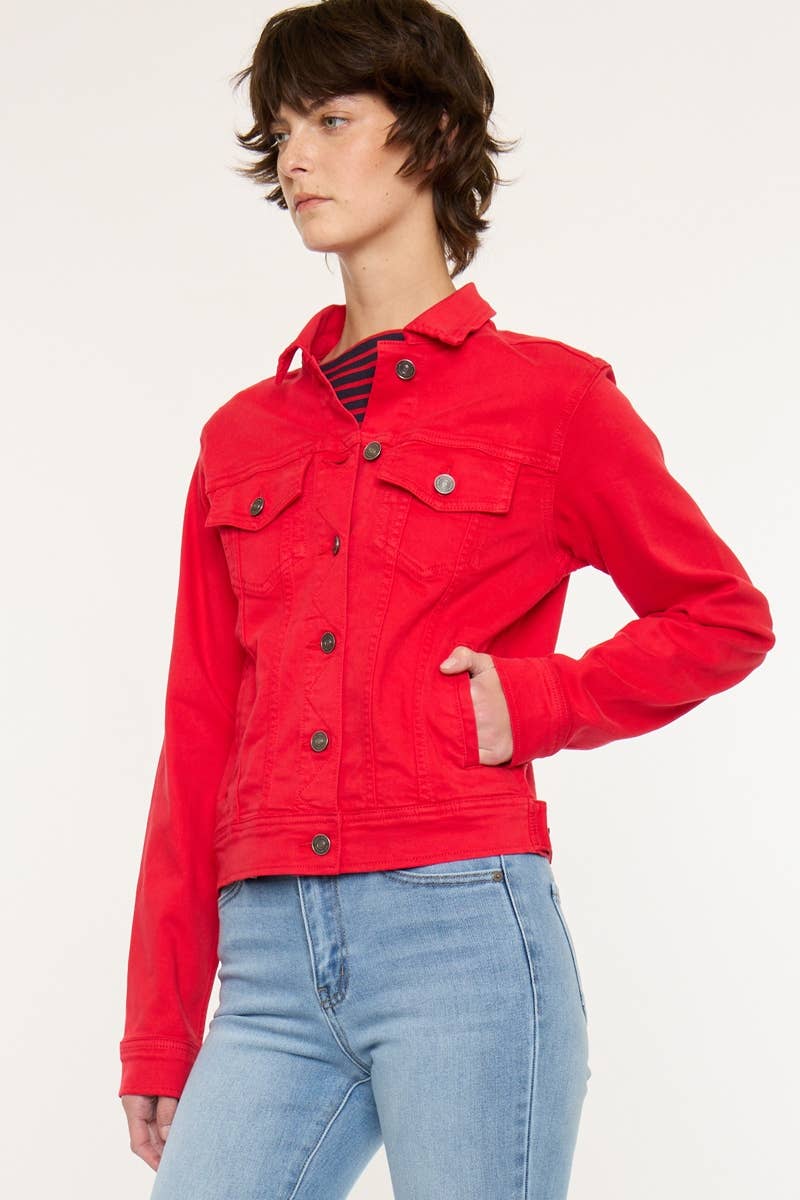 RED ZIG ZAG STICH JACKET-KC7282RED
