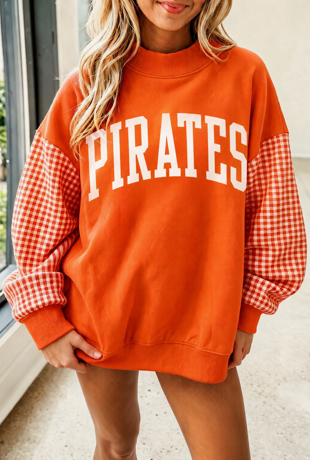 ***Pre-Order*** Pirates Gingham Sleeve Sweatshirt