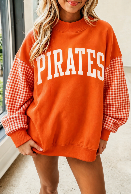 ***Pre-Order*** Pirates Gingham Sleeve Sweatshirt