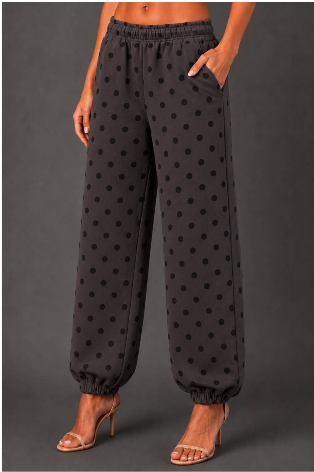 Dk. Gray & Black Polka Dot Sweatpants