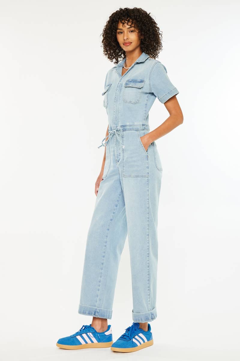 WIDE LEG DENIM COVERALLS-KC2142L