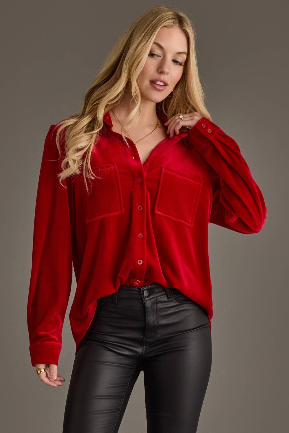 Red Velvet Button Up