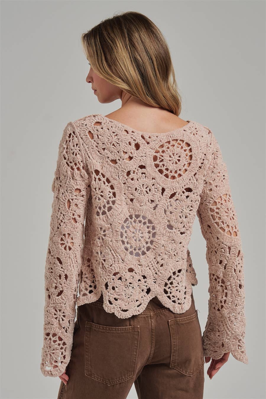 CHENILLE YARN KNITTED FALL SWEATER BOHO_JLT00284-01