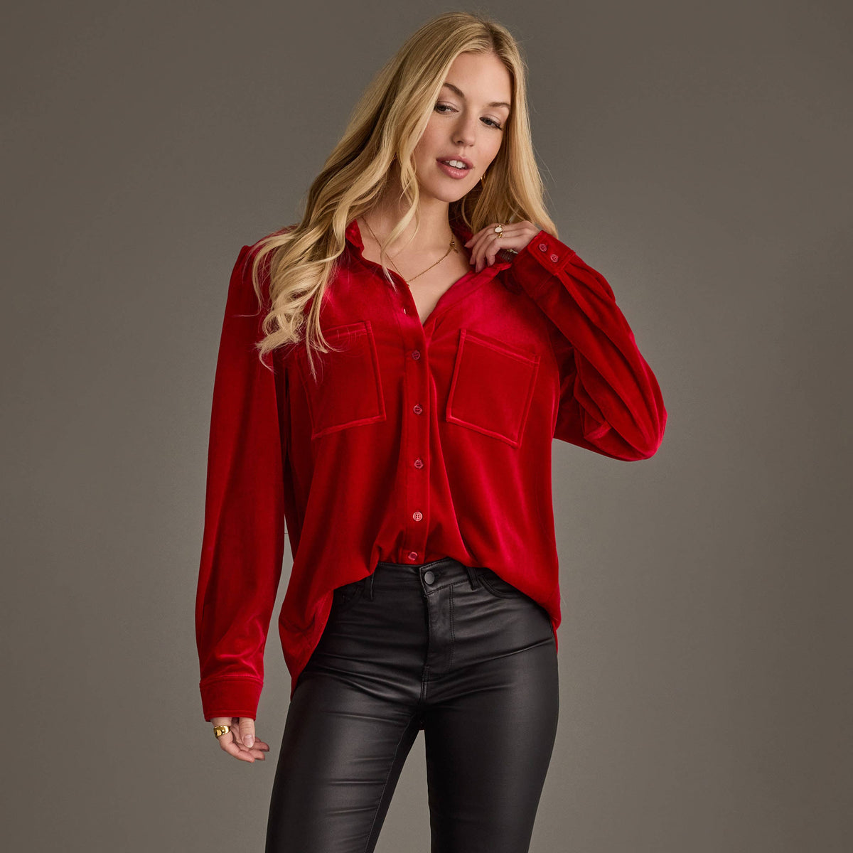 Red Velvet Button Up