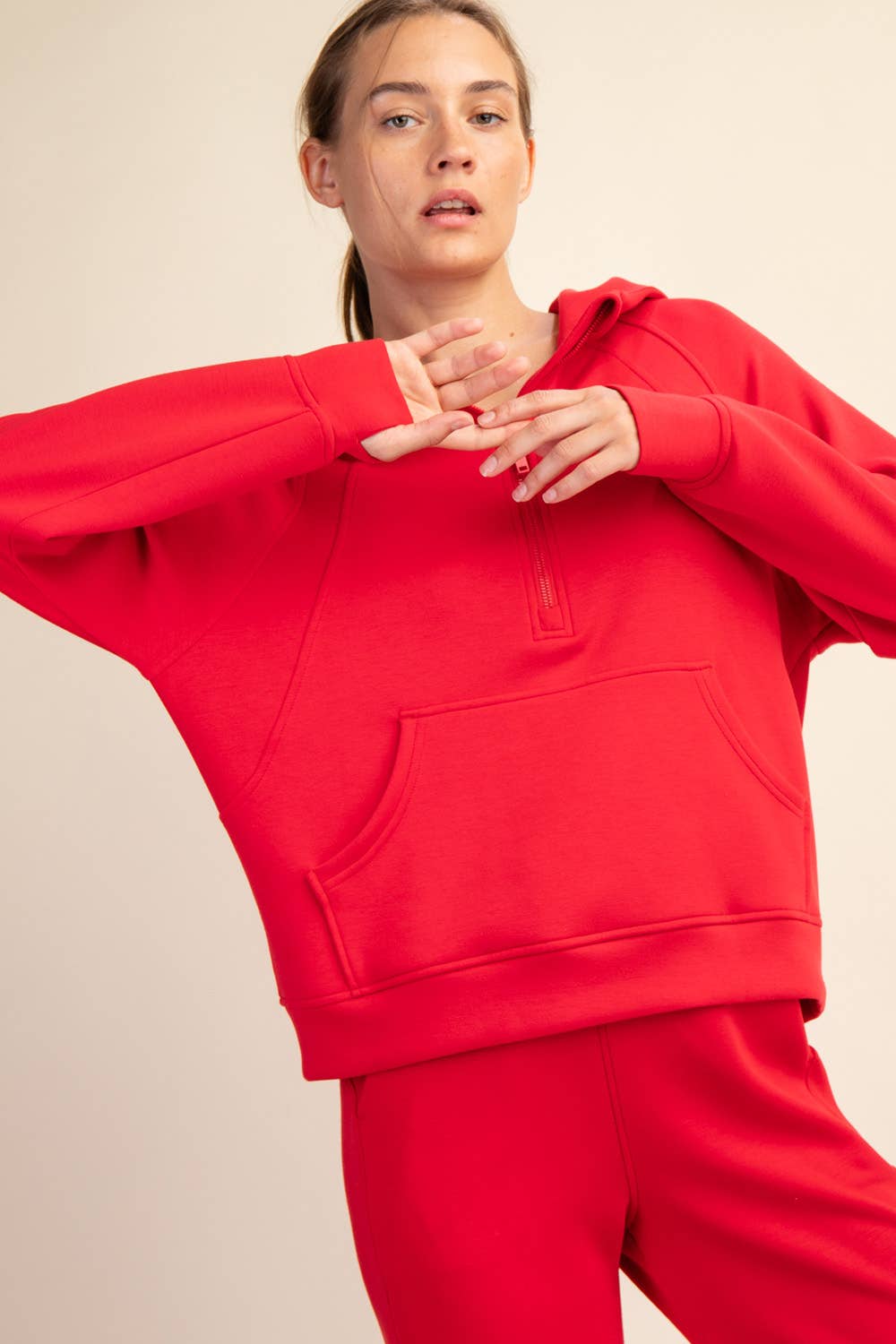 MODAL SCUBA QUARTER ZIP HODDIE JACKET