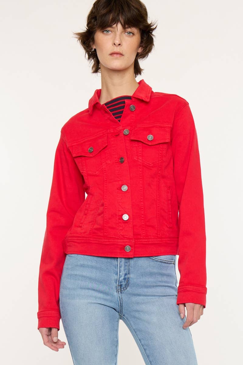 RED ZIG ZAG STICH JACKET-KC7282RED
