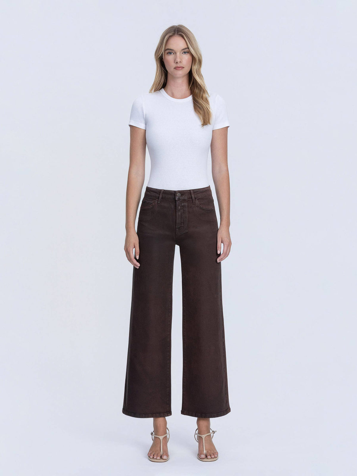HIGH RISE COFFEE WIDE LEG JEANS