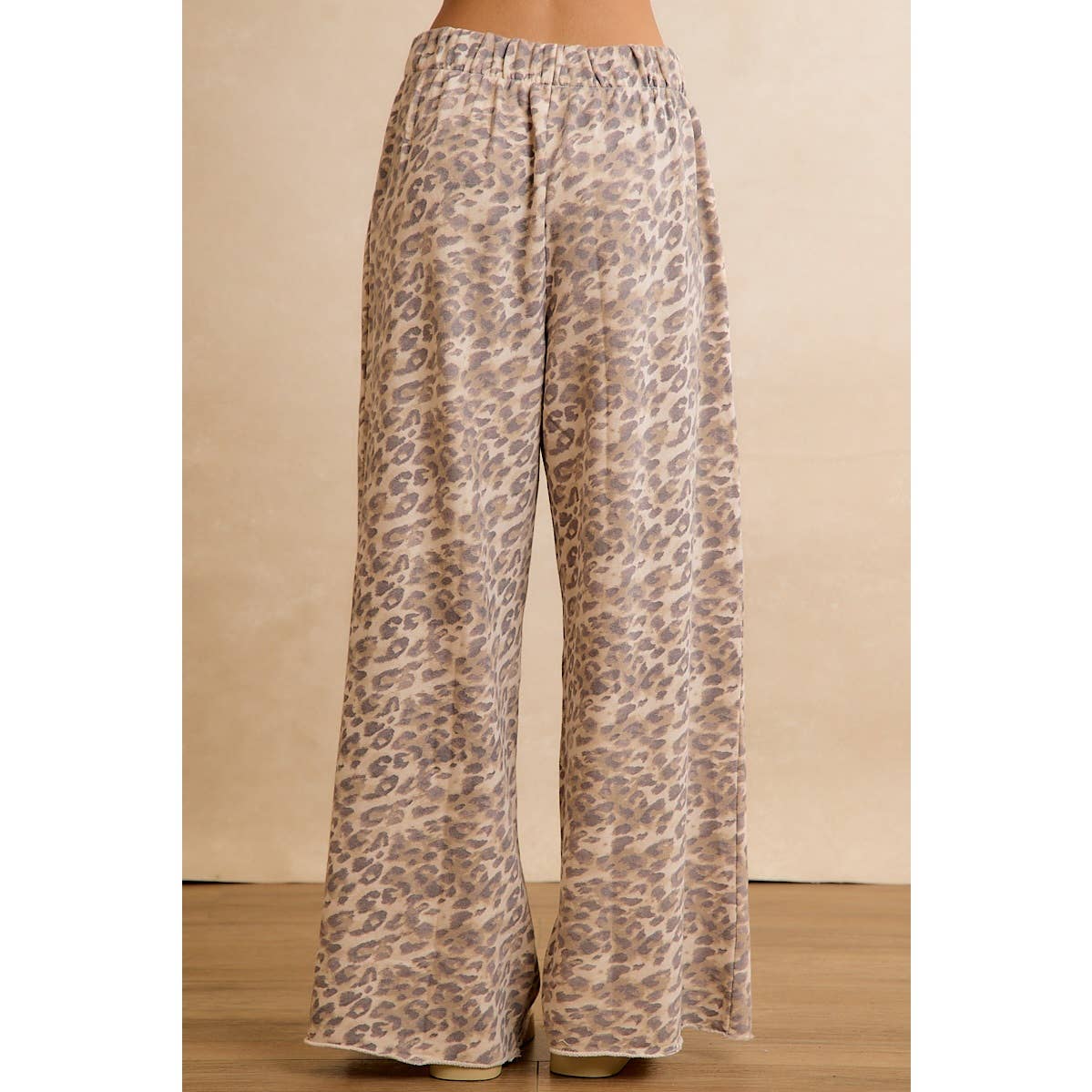 LEOPARD PRINT FULL LENGTH WIDE LEG PULL ON PANTS