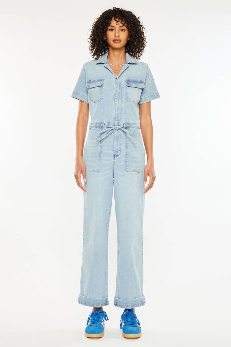 WIDE LEG DENIM COVERALLS-KC2142L