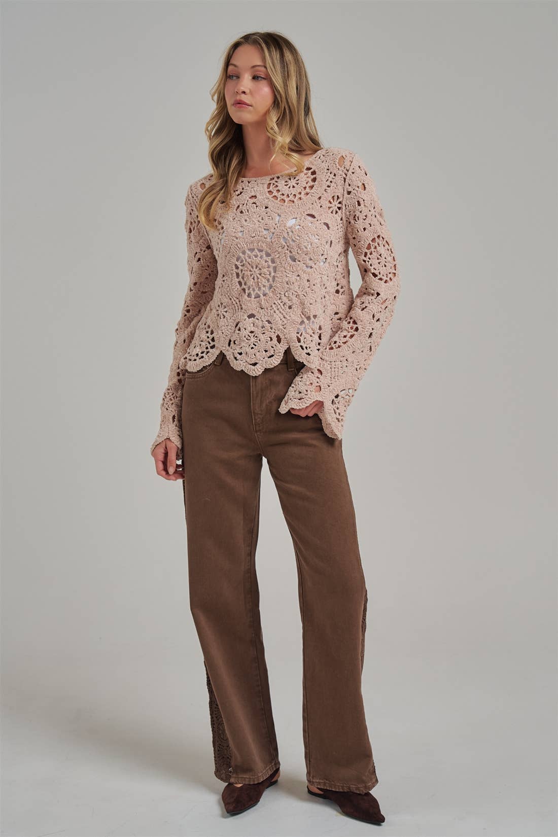 CHENILLE YARN KNITTED FALL SWEATER BOHO_JLT00284-01