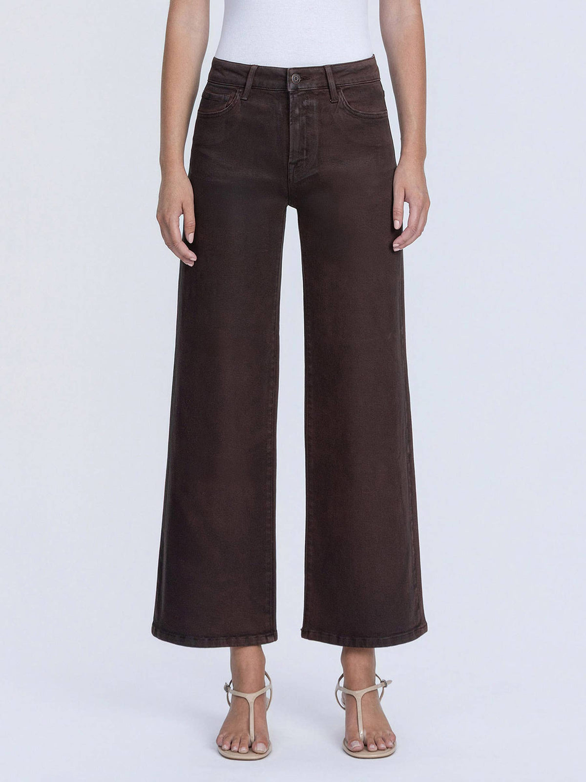 HIGH RISE COFFEE WIDE LEG JEANS