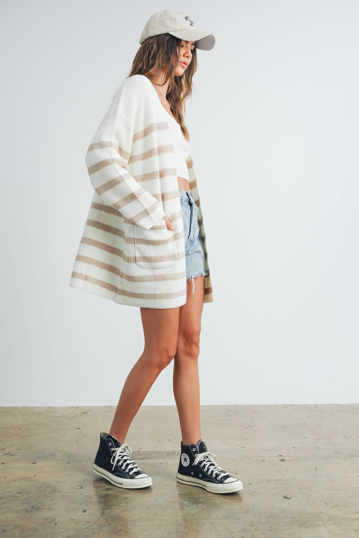 Knitted Stripe Maxi Cardigan