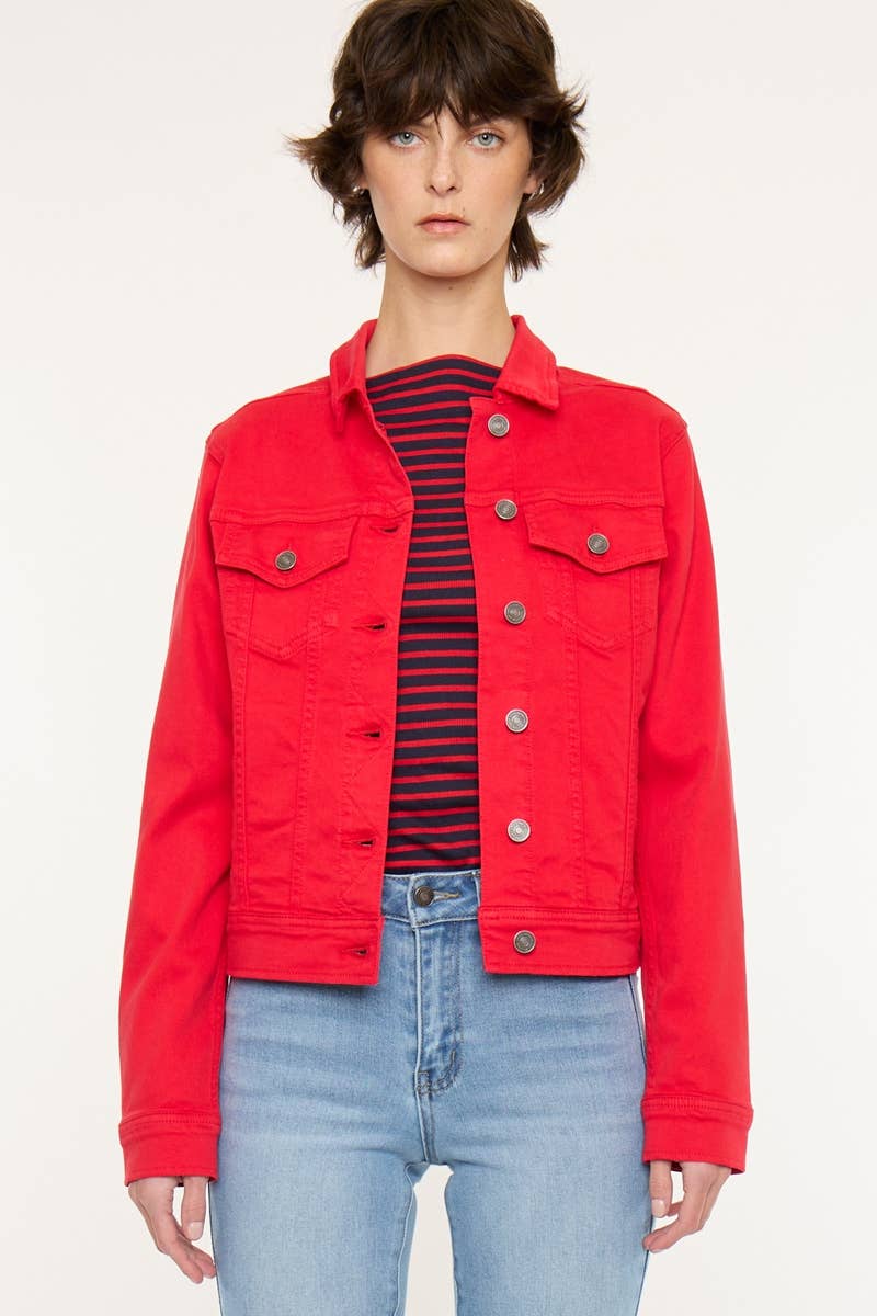 RED ZIG ZAG STICH JACKET-KC7282RED