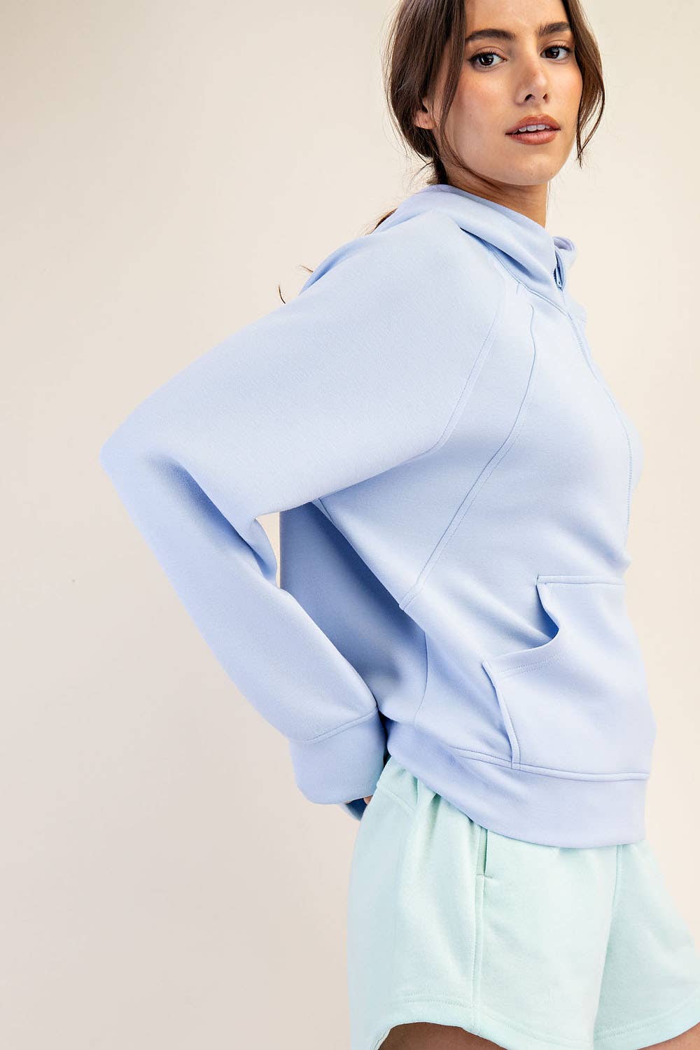 MODAL SCUBA QUARTER ZIP HODDIE JACKET
