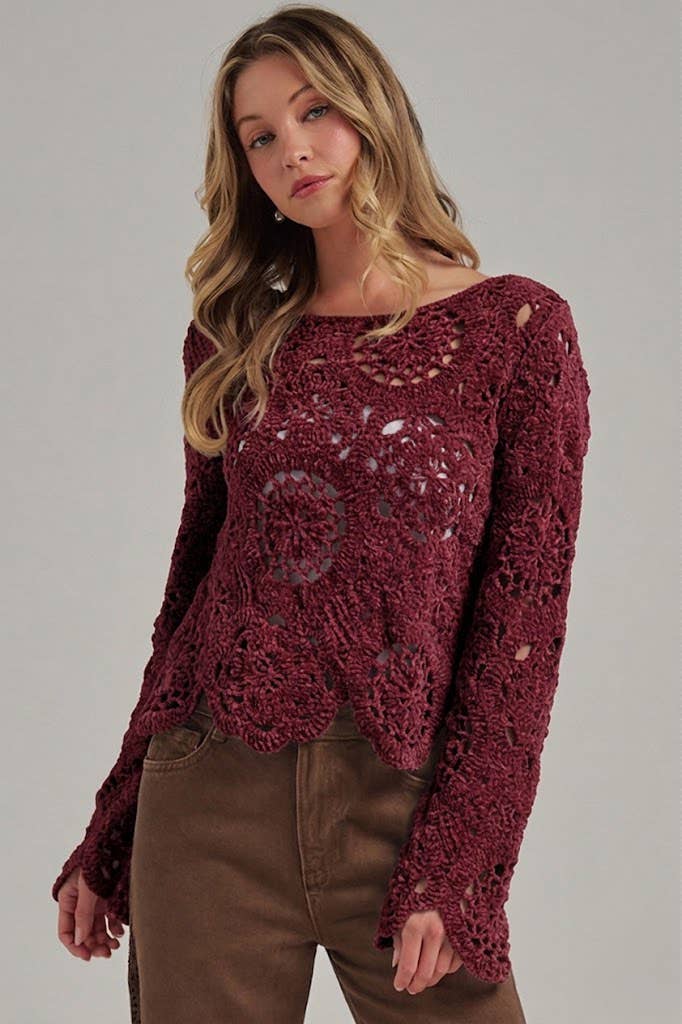 CHENILLE YARN KNITTED FALL SWEATER BOHO_JLT00284-01