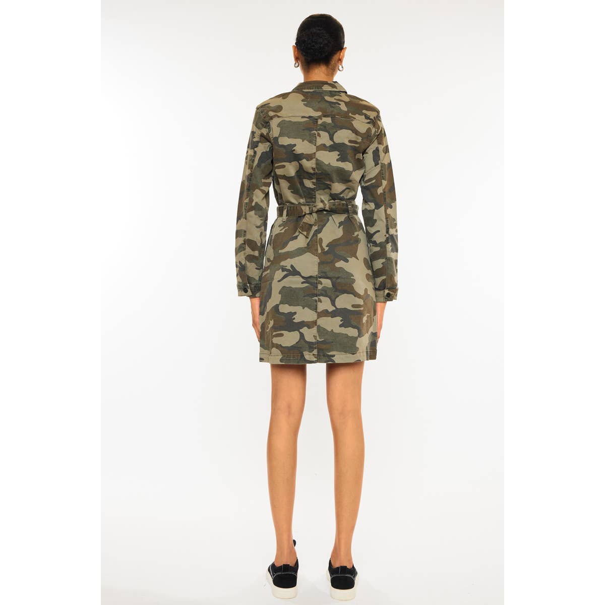 CAMO BUTTON DOWN MINI DRESS