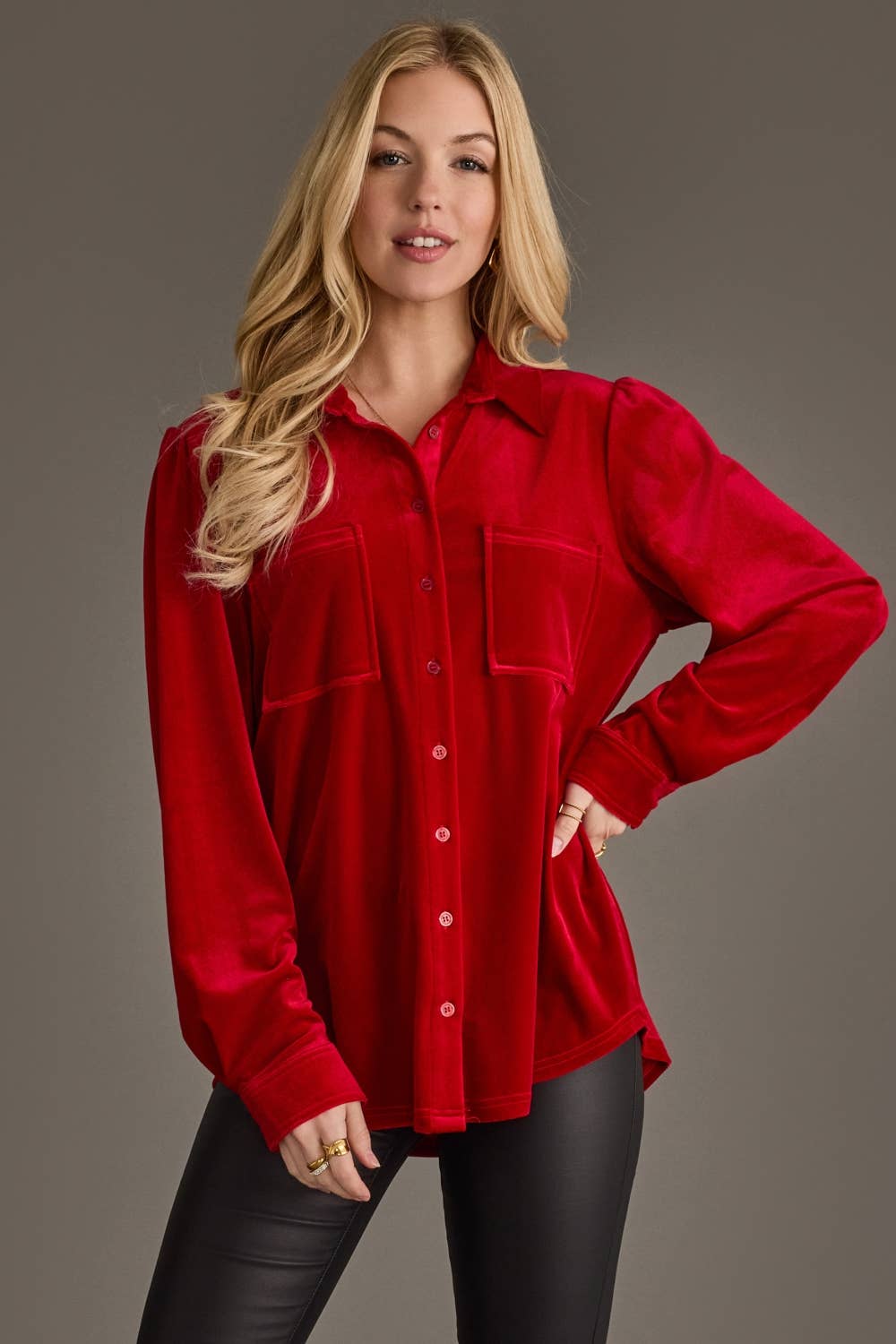 Red Velvet Button Up